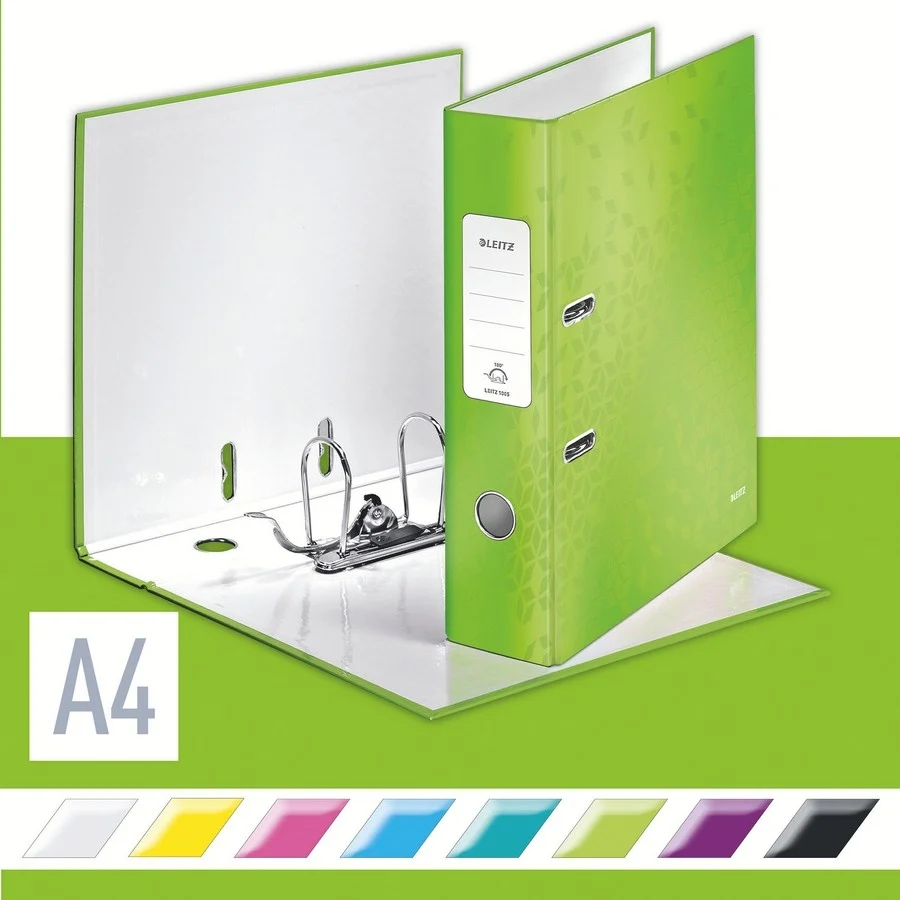 Biblioraft 180° WOW, carton laminat, partial reciclat, certificare FSC, A4, 80 mm, Leitz – imaginea 11