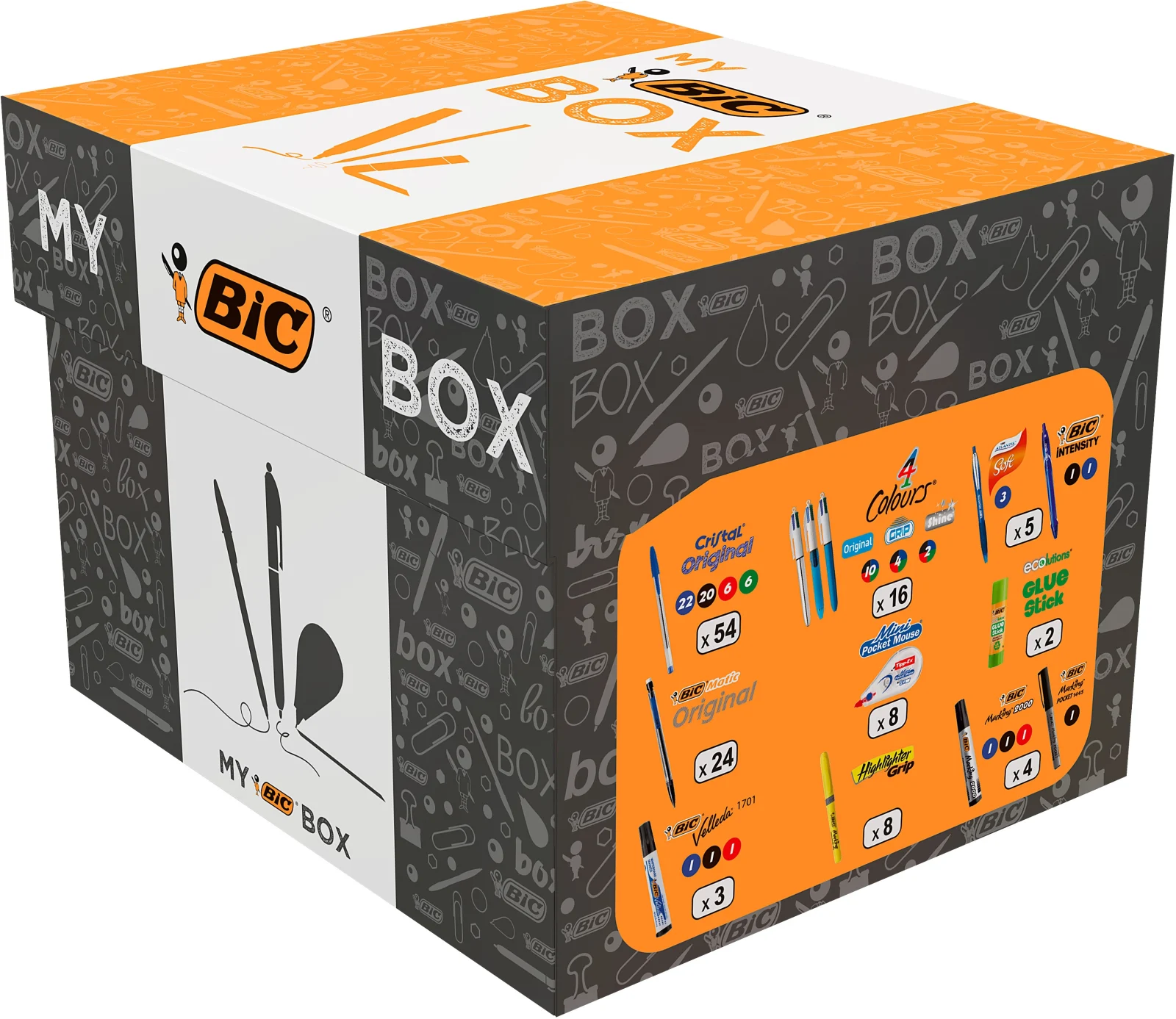 Cutie 124 bucati instrumente de scris: pixuri, markere, evidentiatoare, corectoare Bic My Box – imaginea 3
