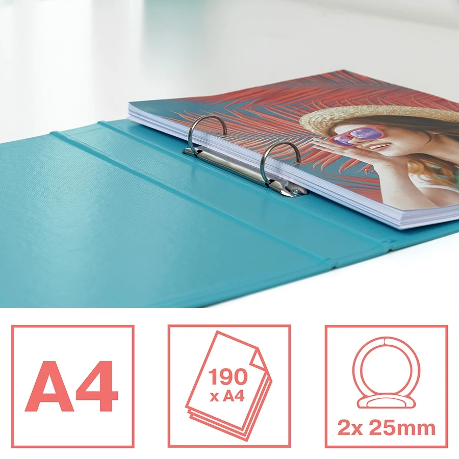 Caiet mecanic Colour'Breeze, PP/PP, partial reciclat, certificare FSC, A4, mecanism 2R, inel 25 mm, Esselte – imaginea 2