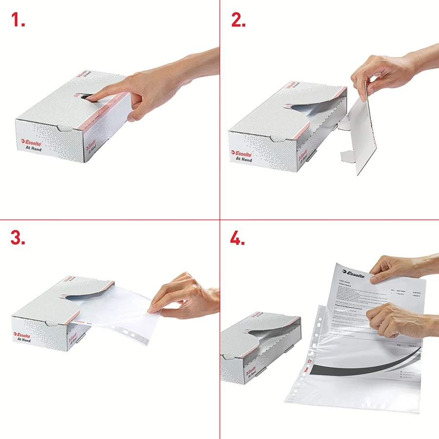Dispenser folii de protectie, A4, standard, 43 mic, 50 buc/cutie Esselte – imaginea 2