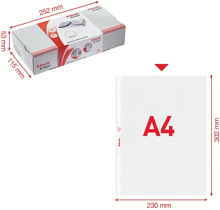 Dispenser folii de protectie, A4, standard, 43 mic, 50 buc/cutie Esselte – imaginea 3