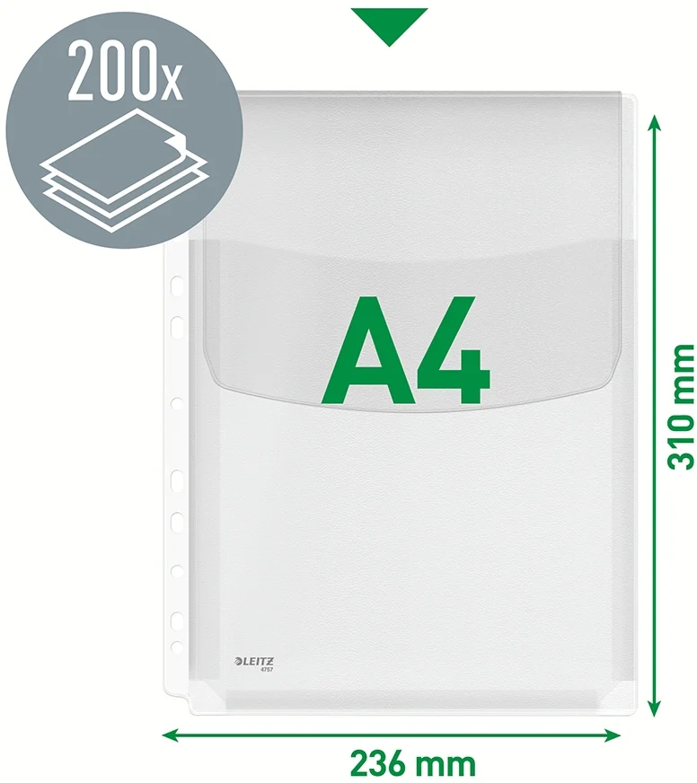 Folii de protectie A4 Jumbo cu clapa 170 microni 5 buc/set Leitz – imaginea 2