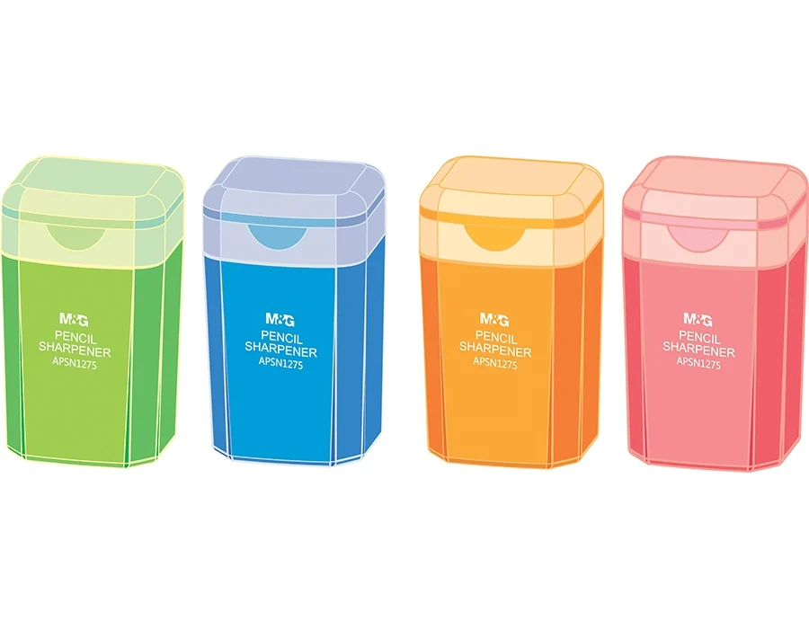 Ascutitoare din plastic cu o gaura, rezervor si capac, diverse culori, M&G – imaginea 3
