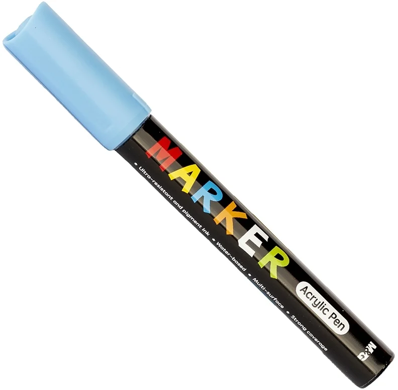Marker cu vopsea acrilica, varf rotund, 2mm, albastru deschis, S602, M&G