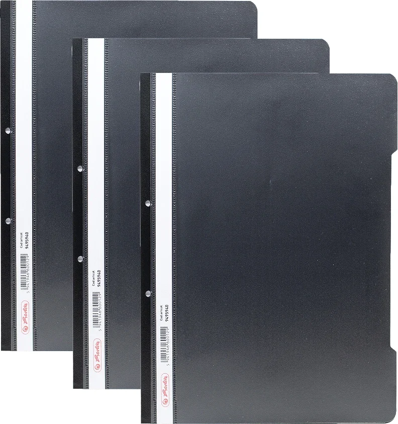 Dosar sina A4 PP, perforat negru, Herlitz, 50 buc/set