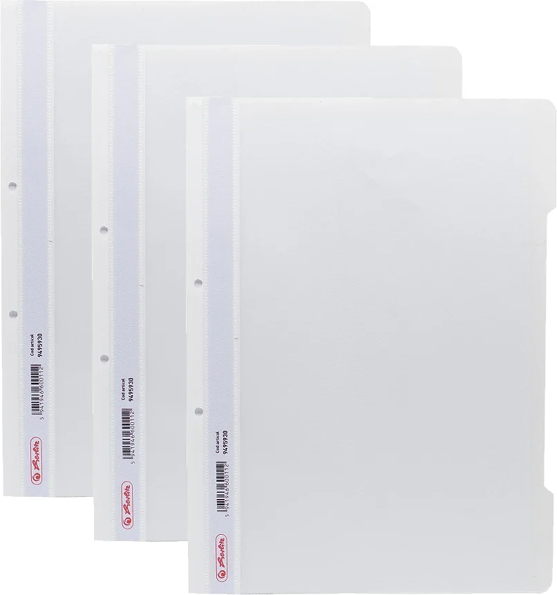 Dosar sina A4 PP, perforat alb, Herlitz, 50 buc/set