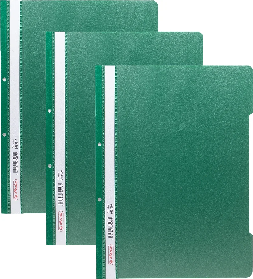 Dosar sina A4 PP, perforat verde, Herlitz, 50 buc/set