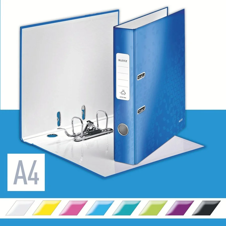 Biblioraft 180° WOW, carton laminat, partial reciclat, certificare FSC, A4, 52 mm, Leitz – imaginea 3
