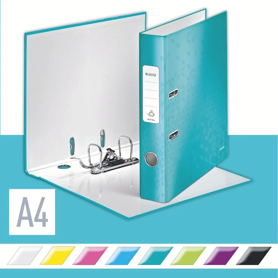 Biblioraft 180° WOW, carton laminat, partial reciclat, certificare FSC, A4, 52 mm, Leitz – imaginea 9