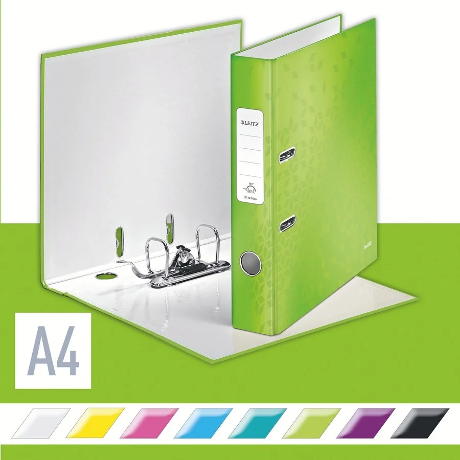 Biblioraft 180° WOW, carton laminat, partial reciclat, certificare FSC, A4, 52 mm, Leitz – imaginea 10