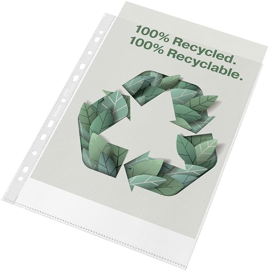 Folie de protectie Recycled, PP reciclat, A4, 70 mic, 100 buc/cutie, standard Esselte – imaginea 2