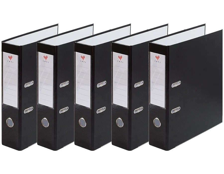 Biblioraft A4, 75 mm, plastifiat, negru, 20 buc/set EXTE
