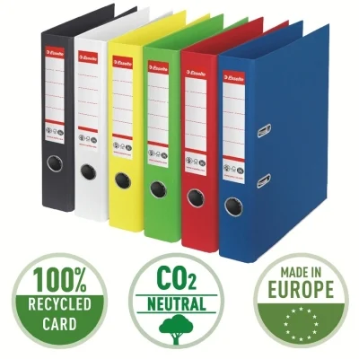 Biblioraft Esselte No.1 Power Recycled, carton, 100% reciclat, reciclabil, certificare FSC, A4, 50 mm