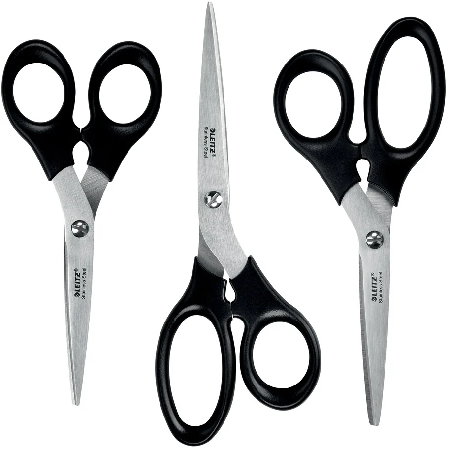 Foarfece Leitz, otel inoxidabil, 3 buc/ set, diverse dimensiuni, negru – imaginea 4