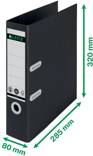 Biblioraft Leitz 180° Recycle, carton, partial reciclat, certificare FSC, reciclabil, A4, 50 mm, negru – imaginea 3
