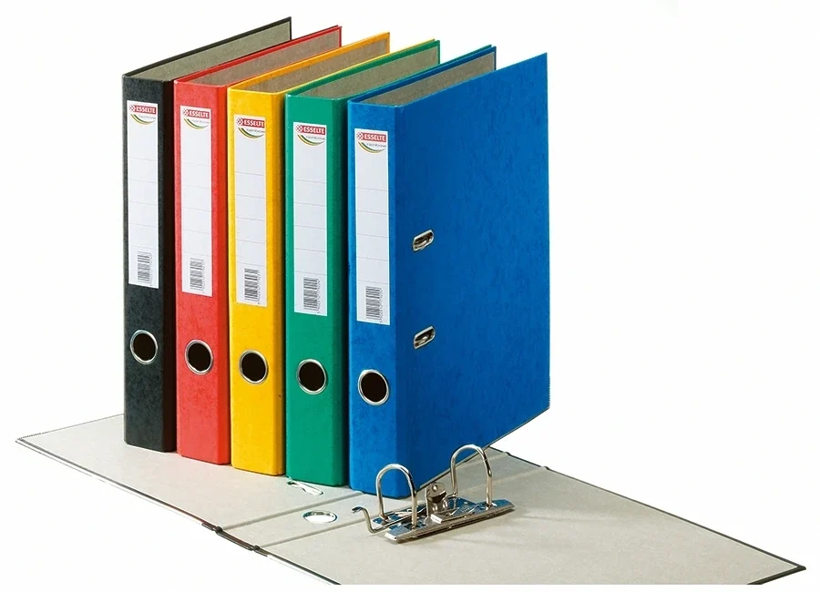 Biblioraft Rainbow, carton prespan, partial reciclat, certificare FSC, A4, 50 mm, Esselte