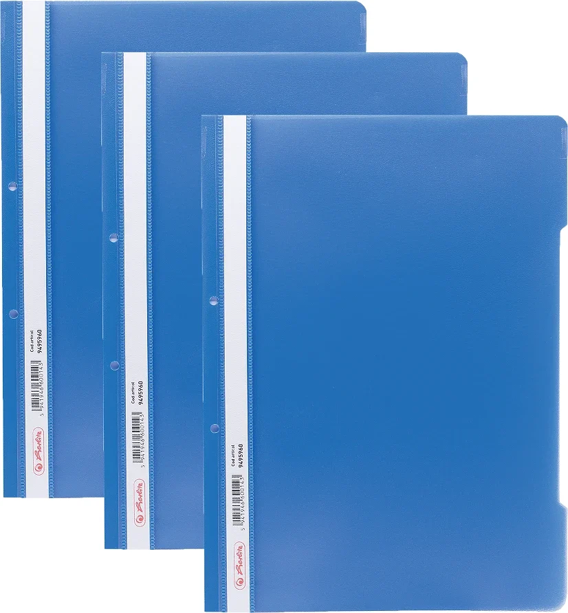 Dosar sina A4 PP, perforat albastru, Herlitz, 50 buc/set