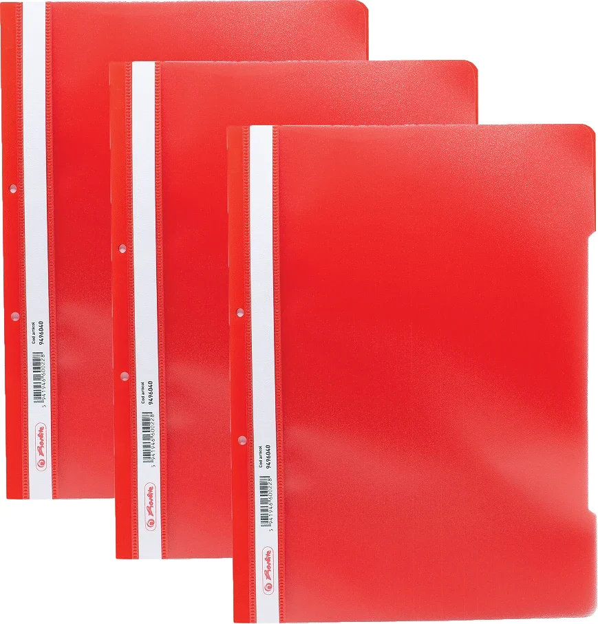 Dosar sina A4 PP, perforat rosu, Herlitz, 50 buc/set