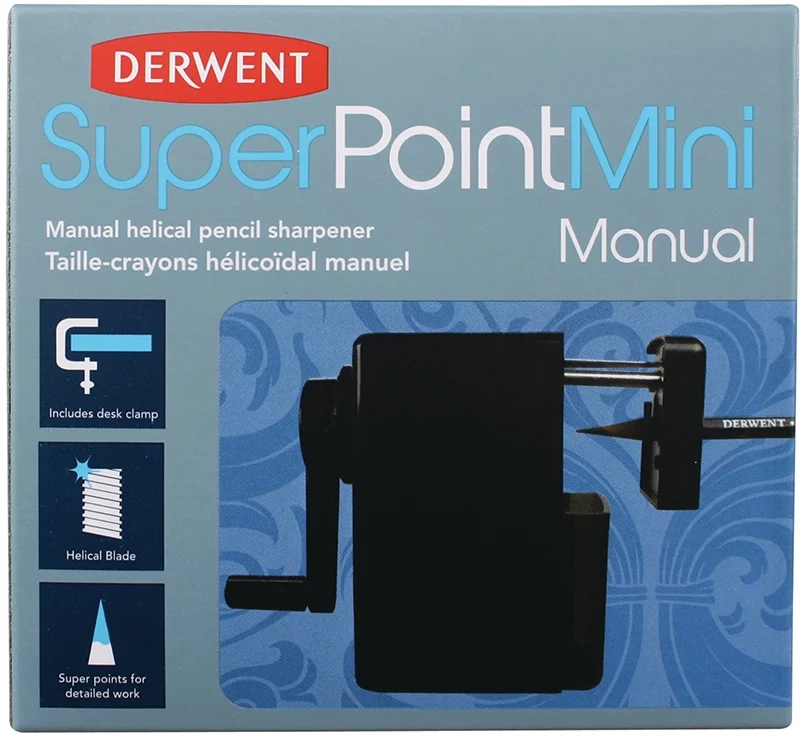 Mini ascutitoare creioane, manuala, pentru creioane pana la 8 mm, clema de prindere de birou si rezervor, negru Derwent Professional – imaginea 2