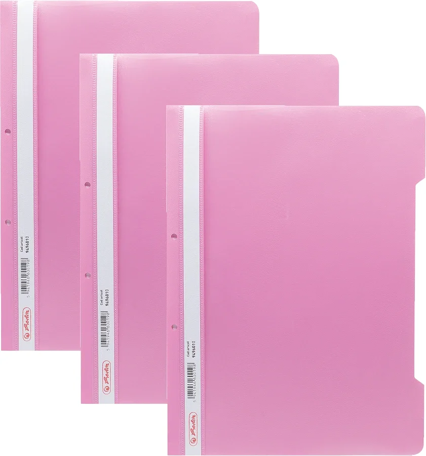 Dosar sina A4 PP, perforat roz, Herlitz, 50 buc/set