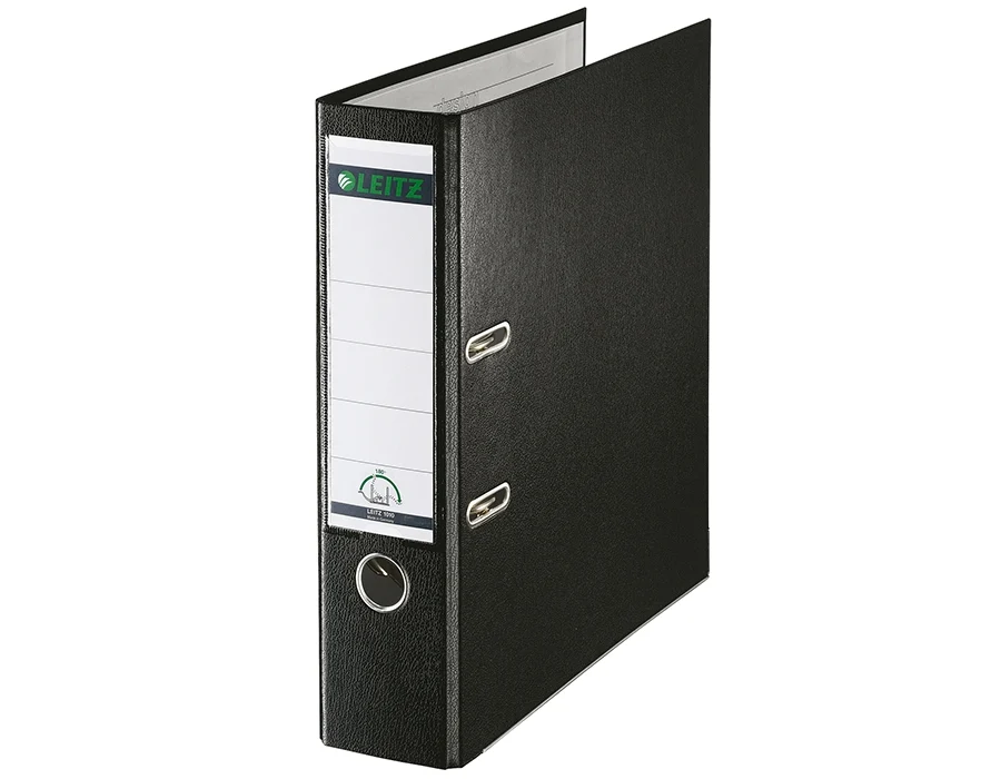 Biblioraft 180°, PP, partial reciclat, certificare FSC, A4, 80 mm, negru, 10 buc/set Leitz – imaginea 2
