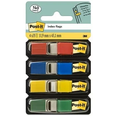 Index autoadeziv mini Post-It® 4 culori clasice, 35 buc/culoare, 140 buc/set 3M