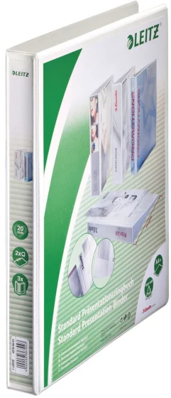 Caiet mecanic Panorama, PP/PP, partial reciclat, certificare FSC, A4 MAXI, mecanism 2DR, inel 25 mm, alb, Leitz – imaginea 2