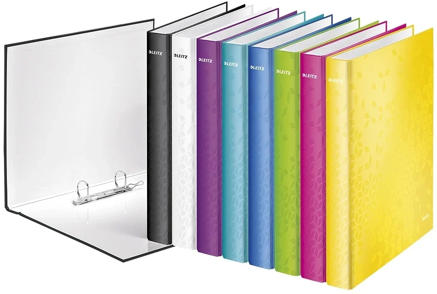 Caiet mecanic WOW, carton laminat, partial reciclat, certificare FSC, A4, mecanism 2DR, inel 25 mm, Leitz