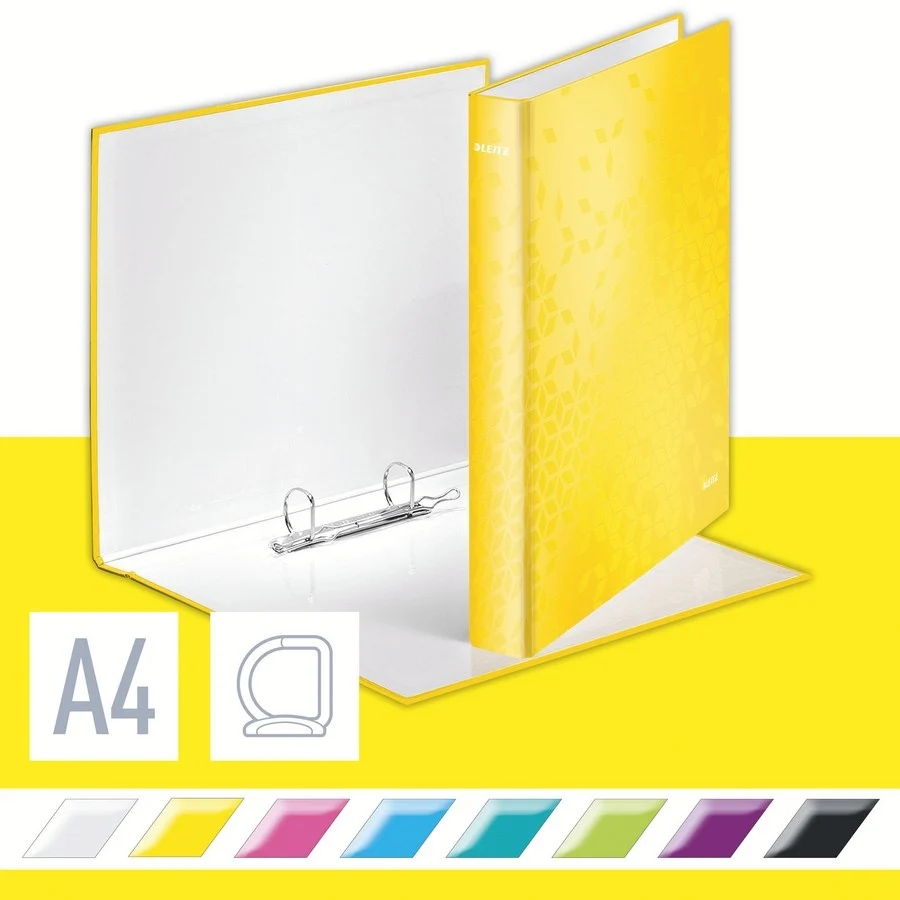 Caiet mecanic WOW, carton laminat, partial reciclat, certificare FSC, A4, mecanism 2DR, inel 25 mm, Leitz – imaginea 4
