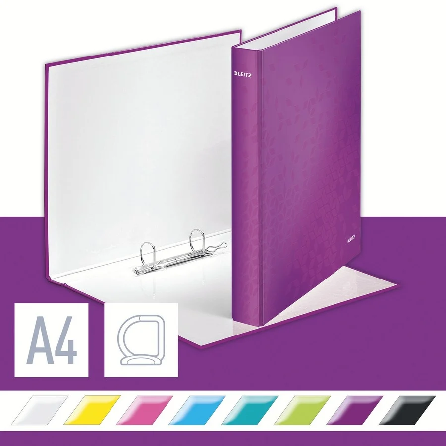 Caiet mecanic WOW, carton laminat, partial reciclat, certificare FSC, A4, mecanism 2DR, inel 25 mm, Leitz – imaginea 5