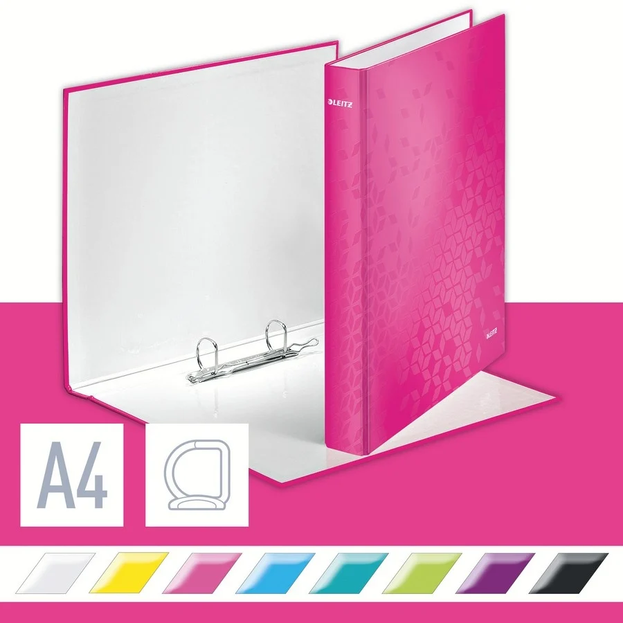 Caiet mecanic WOW, carton laminat, partial reciclat, certificare FSC, A4, mecanism 2DR, inel 25 mm, Leitz – imaginea 8
