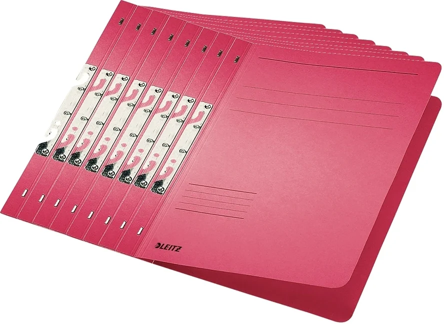 Dosar carton color, pentru incopciat, coperta 1/1, certificare Blue Angel, rosu, 50 buc/set, Leitz