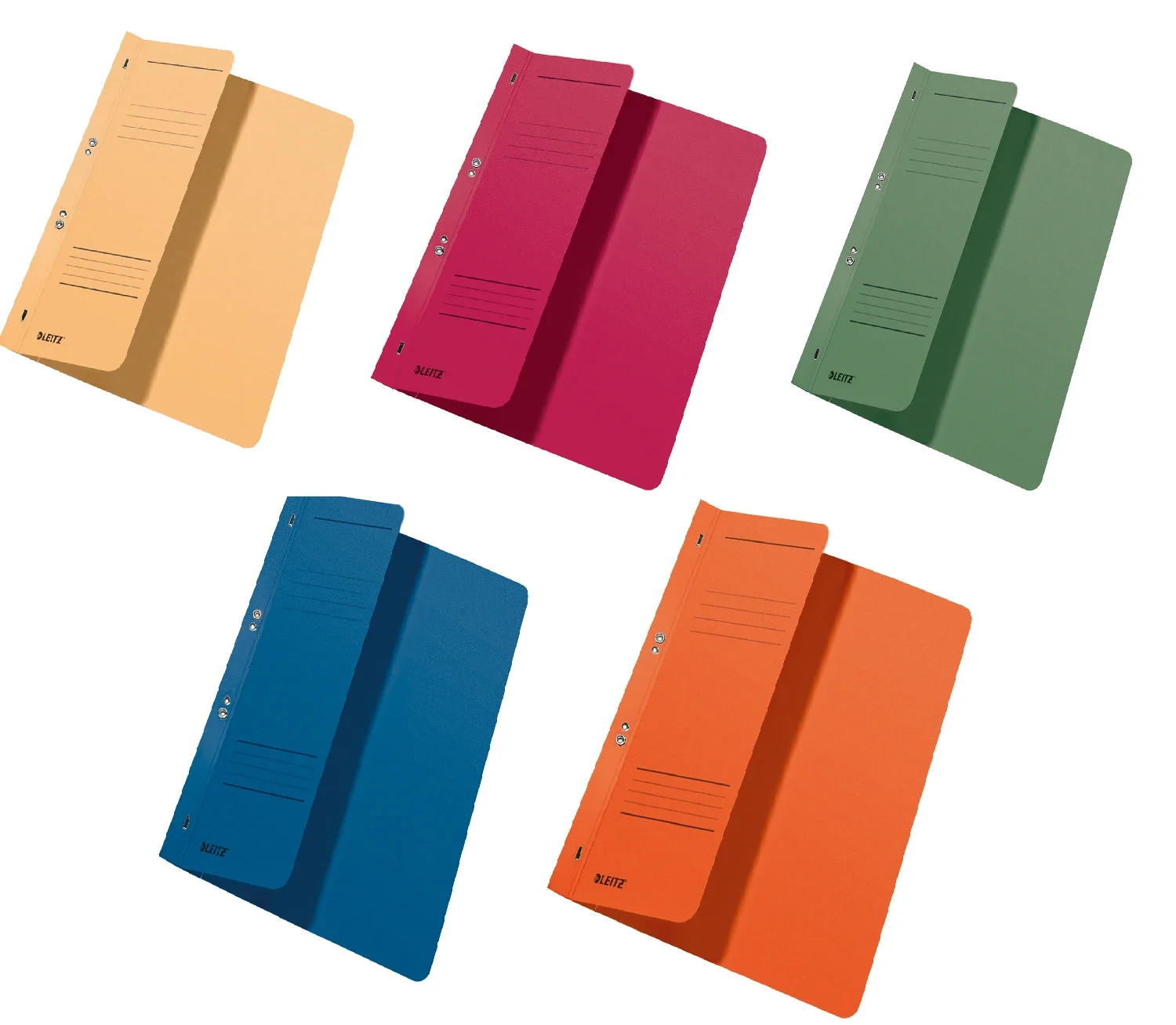 Dosar carton color, cu capse, coperta 1/2, 5 culori, 25 buc/set Leitz