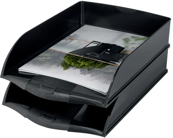 Tavita documente Recycle, PS cu amprenta CO2 neutra, partial reciclat, certificare Blue Angel, reciclabil, A4, negru, Leitz – imaginea 4