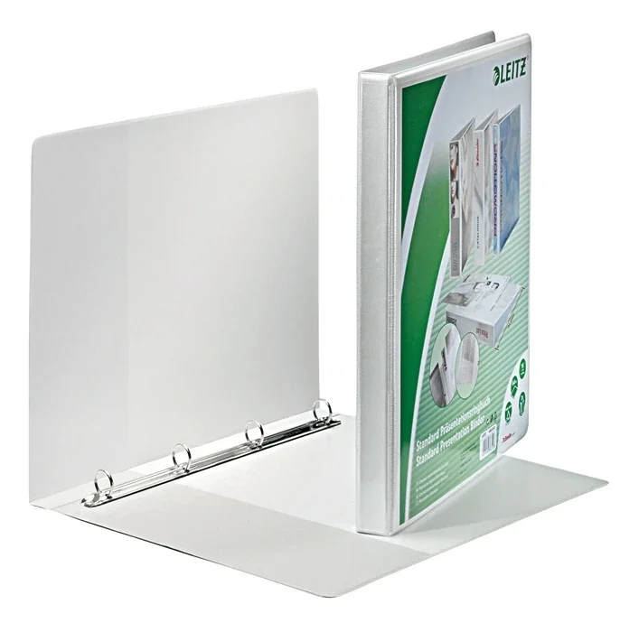 Caiet mecanic Panorama, PP/PP, partial reciclat, certificare FSC, A4 MAXI, mecanism 4RR, inel 16 mm, alb, Leitz